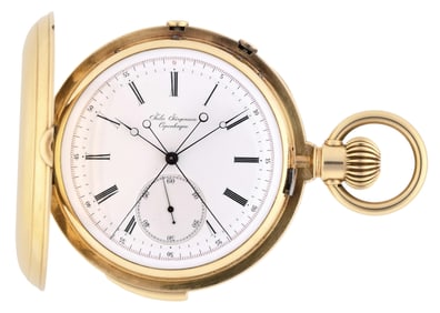A late 19th century five minute repeating split seconds chronograph pocket watch by Jules Jurgensen