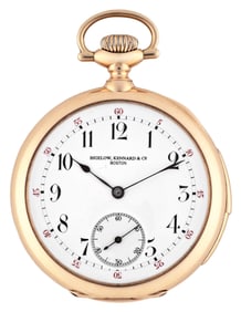 An early 20th century gold Swiss minute repeating pocket watch signed Bigelow Kennard & Co.
