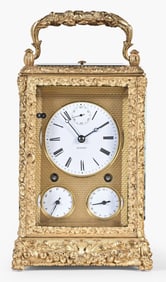 A good mid 19th century Swiss carriage clock with date and alarm by Frederic Courvoisier