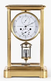A good mid 19th century four glass mantel regulator signed Cenaillon a Paris