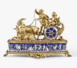 A very decorative mid 19th century French figural mantel clock signed Silvani a Paris