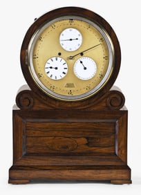 A good 19th century rosewood mantel clock with regulator variant dial signed Barwise