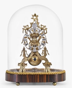 A mid 19th century English skeleton timepiece with pivoted detent escapement