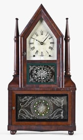 A Birge & Fuller Steeple on Frame with Candle Finials clock