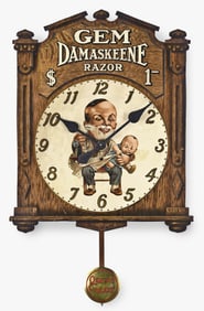 A rare Gem Cutlery Co. GEM Damaskeene Razor advertising clock