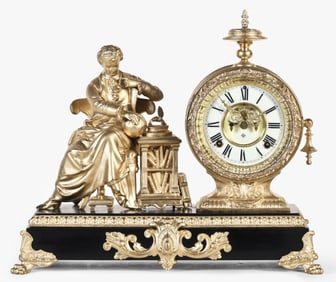 An Ansonia Newton figural clock