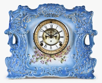 An Ansonia Clock Co. Relay porcelain mantel clock