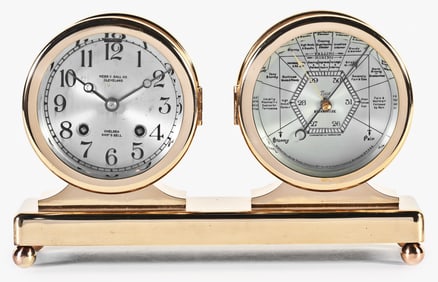 A Chelsea Clock Co. Forecaster clock and barometer desk set
