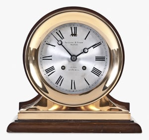 A Chelsea Clock Co. Mahogany and Metal or Commander mantel clock