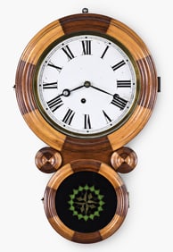 An E. Ingraham & Co. Ionic Mosaic figure 8 wall clock