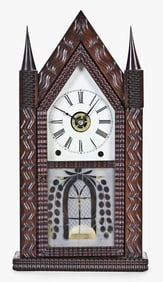 A Brewster & Ingrahams Bristol Conn. ripple front steeple clock