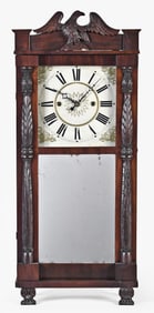 A Daniel Pratt carved half column and splat shelf clock