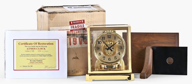 A mid 20th century Jaeger LeCoultre Atmos mantel clock