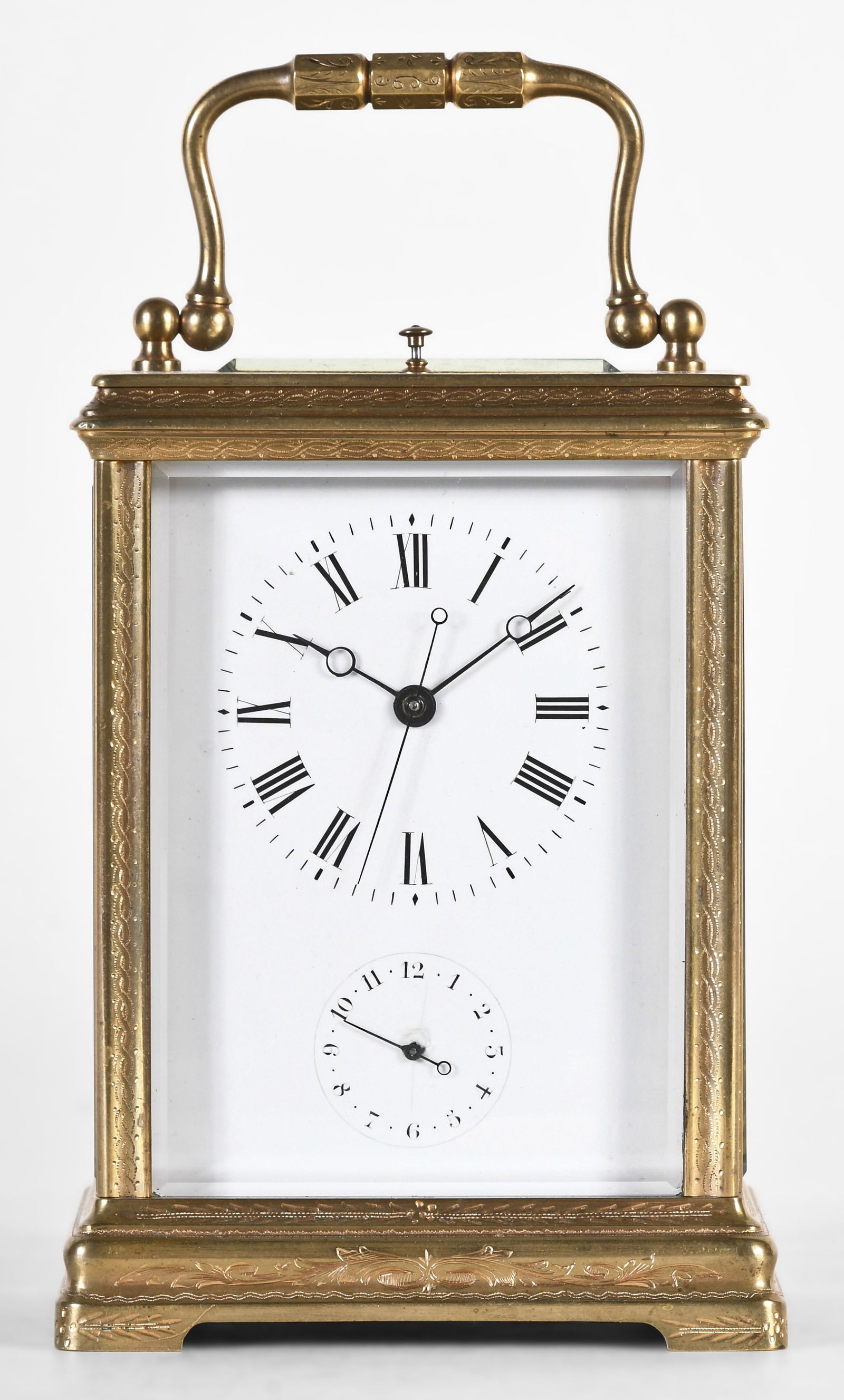 A French engraved Cannelee cased carriage clock with sweep seconds by J. Dejardin (1 of 6)