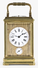 A late 19th century French grand sonnerie repeating carriage clock signed LeRoy & Fils