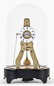 A mid 19th century Great Exhibition French skeleton clock by Pierret