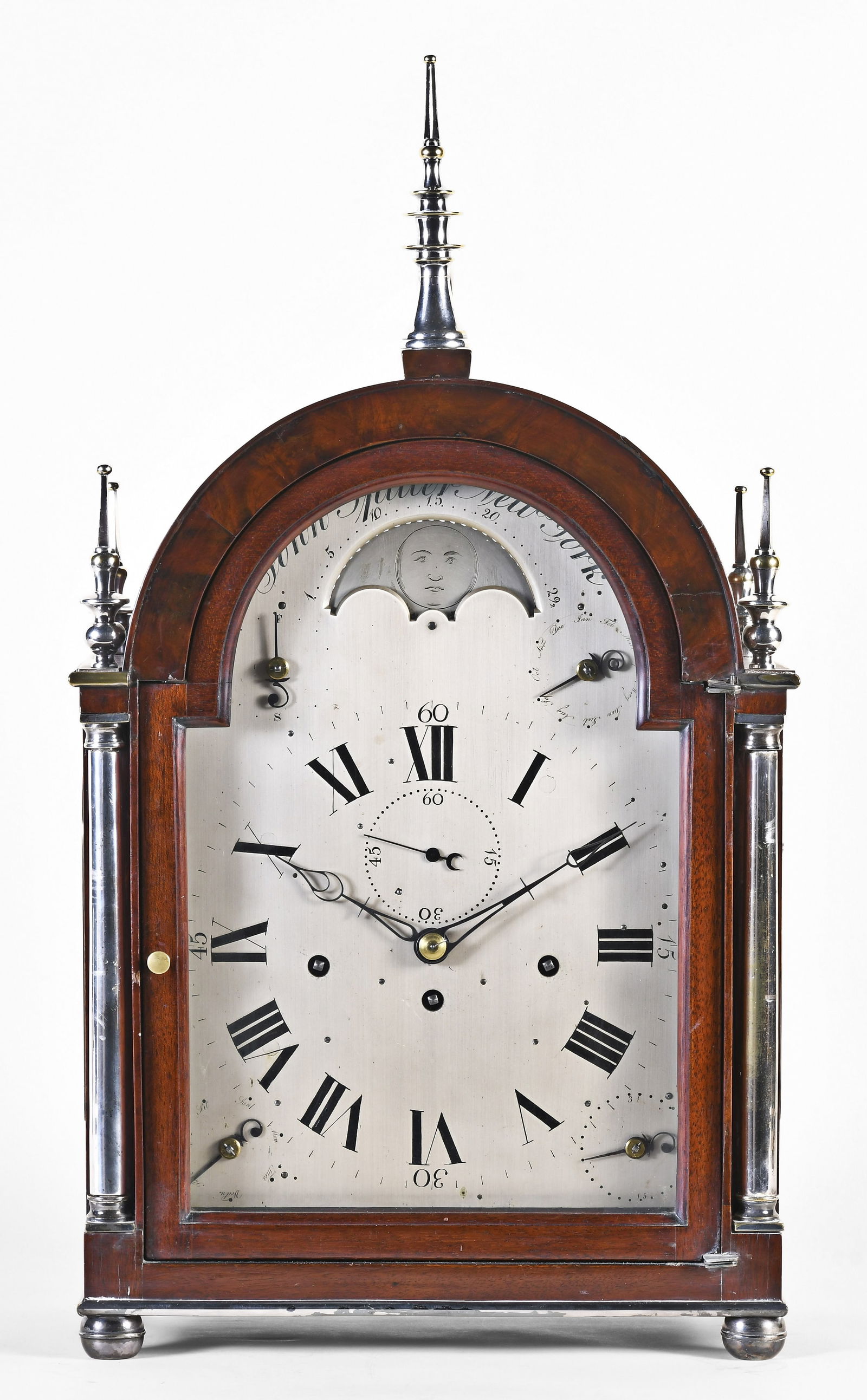 A large mahogany musical table clock signed John Spiller, New York (1 of 6)