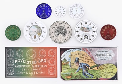 A small lot of unused scenic, O'Hara and other style Elgin dials