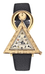 A mid 20th century Swiss Waltham masonic wrist watch