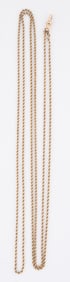 A late 19th century 14 karat gold rope link watch chain