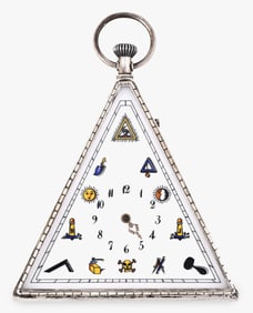 A mid 20th century silver masonic desk clock