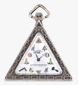 An early 20th century triangular silver masonic watch attributed to the Tempor Watch Co.
