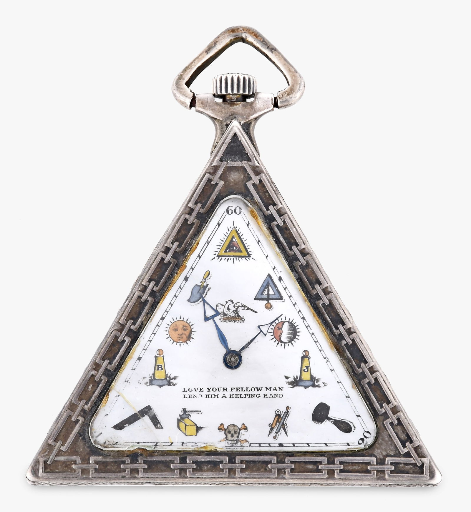 An early 20th century triangular silver masonic watch attributed to the Tempor Watch Co. (1 of 6)