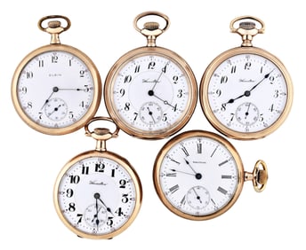 A lot of five American pocket watches