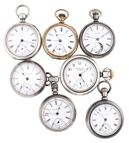 A lot of seven American pocket watches