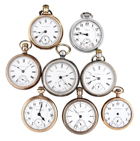 A lot of eight American pocket watches