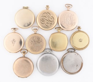 A lot of ten American pocket watchs