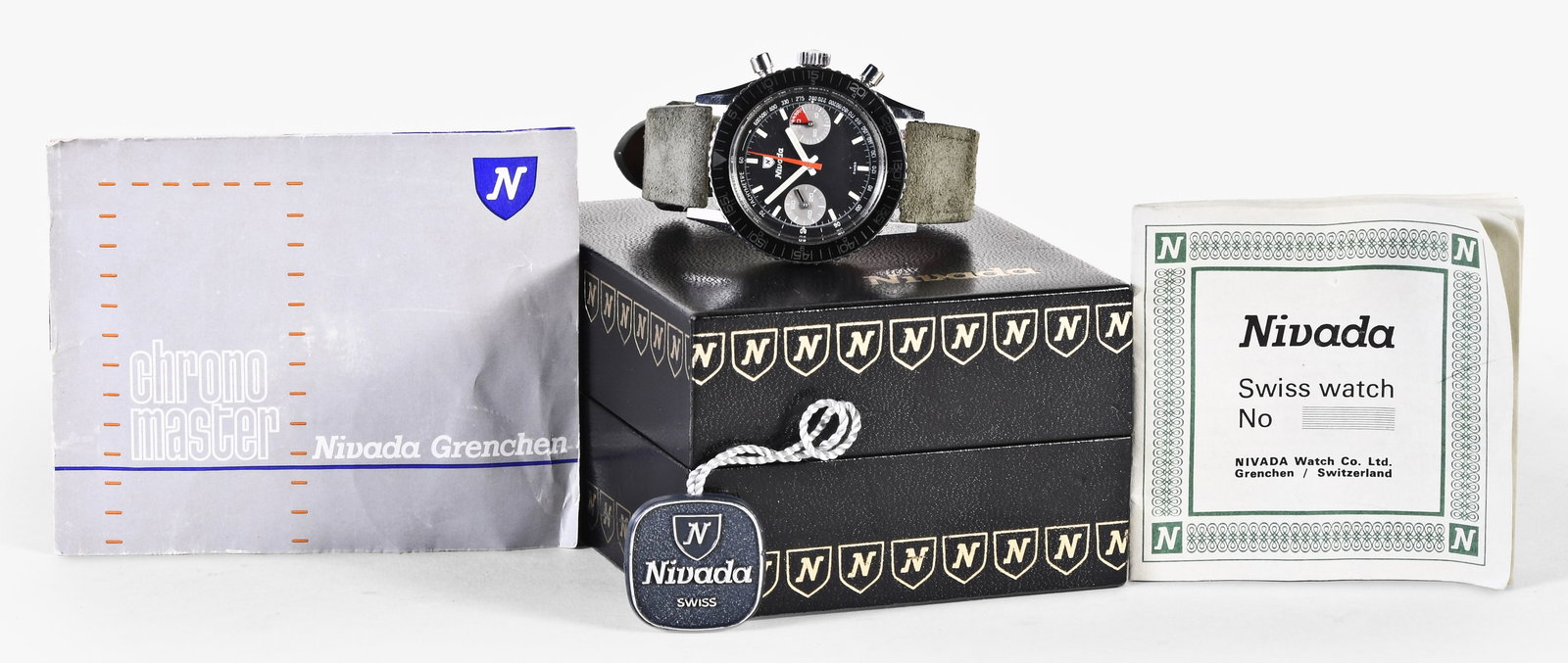 A NOS mid 20th century Nivada ref.85017/4773 wrist chronograph with box and papers (1 of 9)