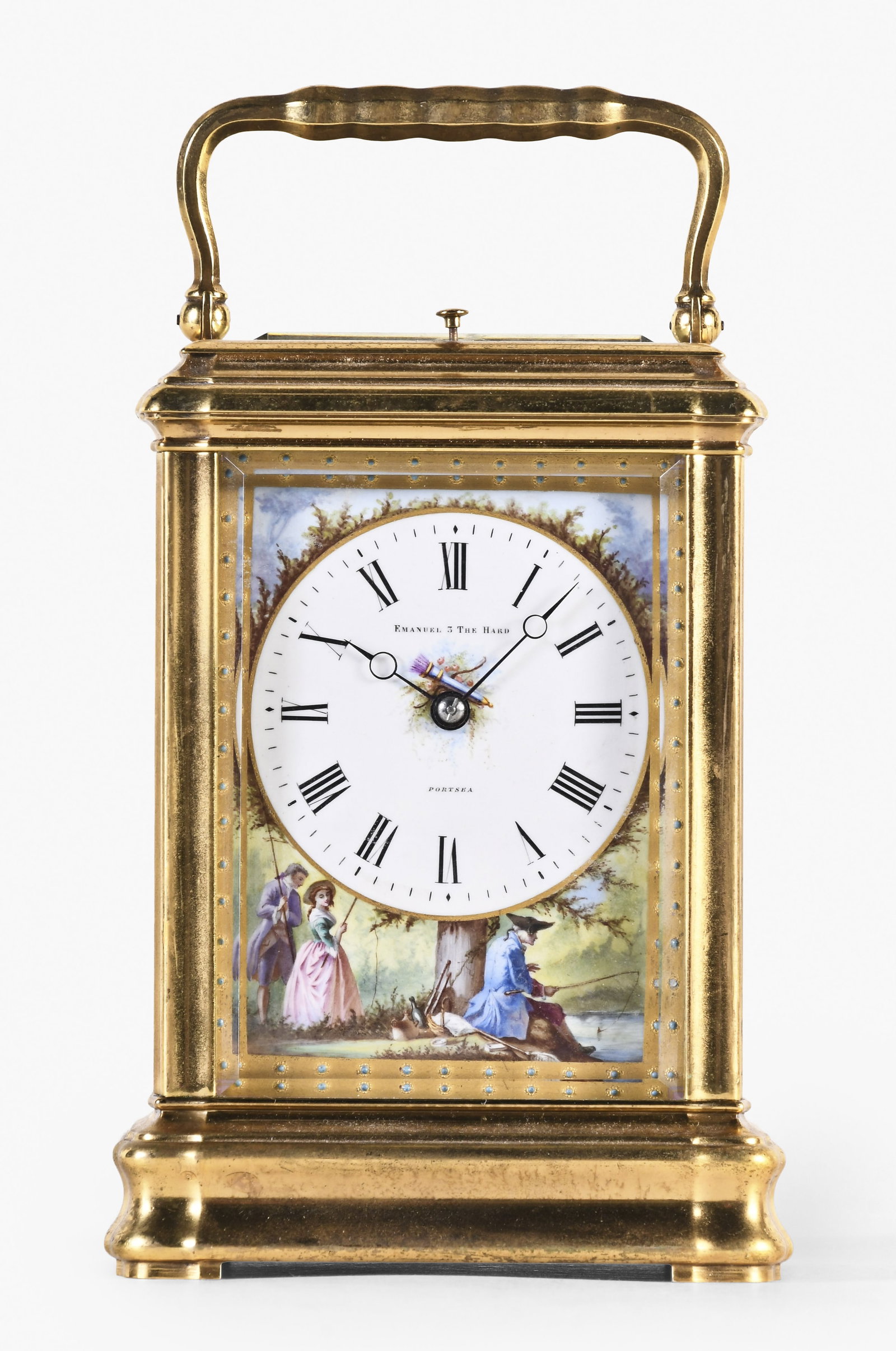 A good hour repeating French carriage clock with polychrome enamel panels by Margaine (1 of 8)