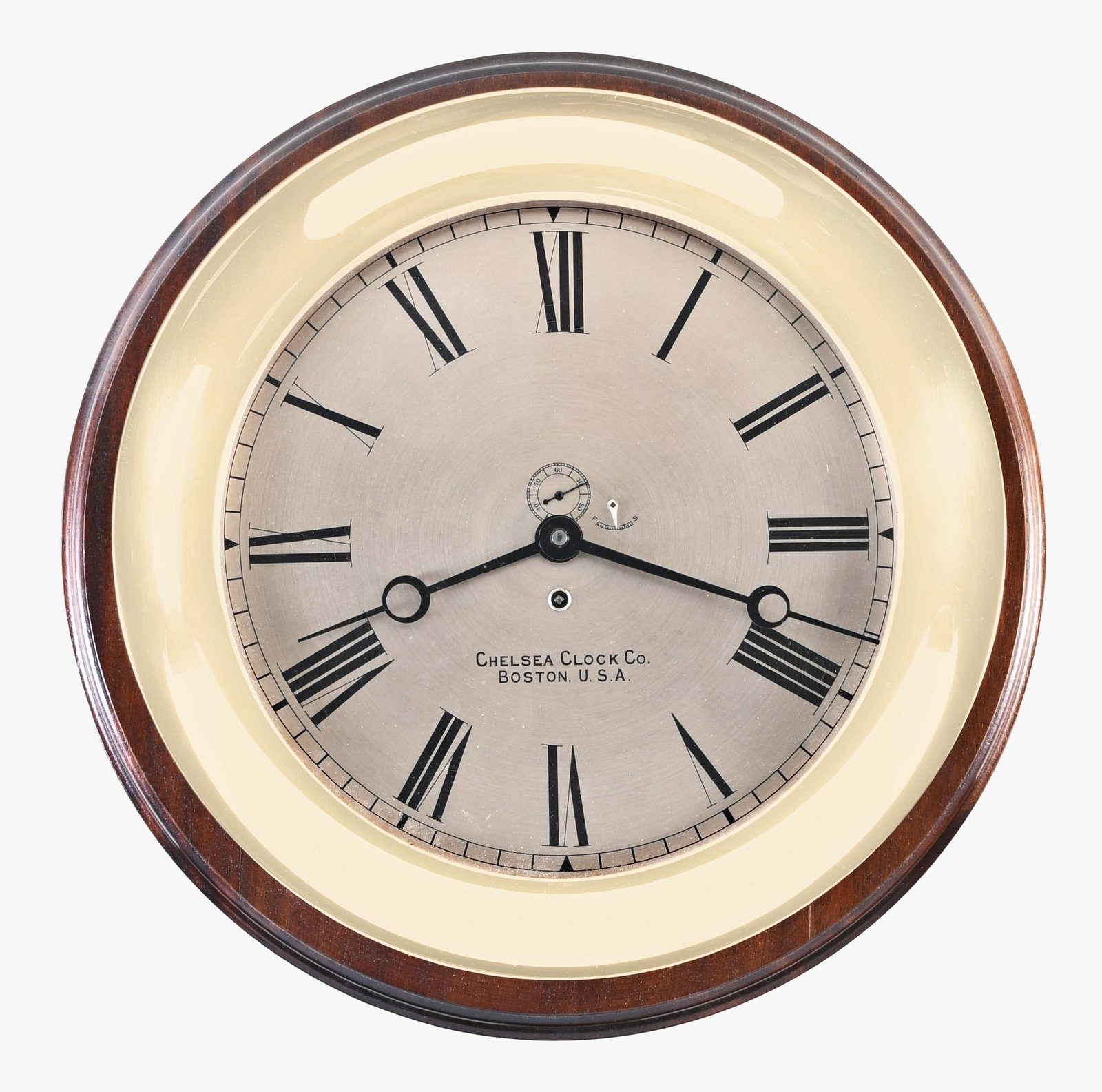 A rare Chelsea Clock Co. Model E marine clock sold to Fisher Body Co. founder Charles Fisher (1 of 10)