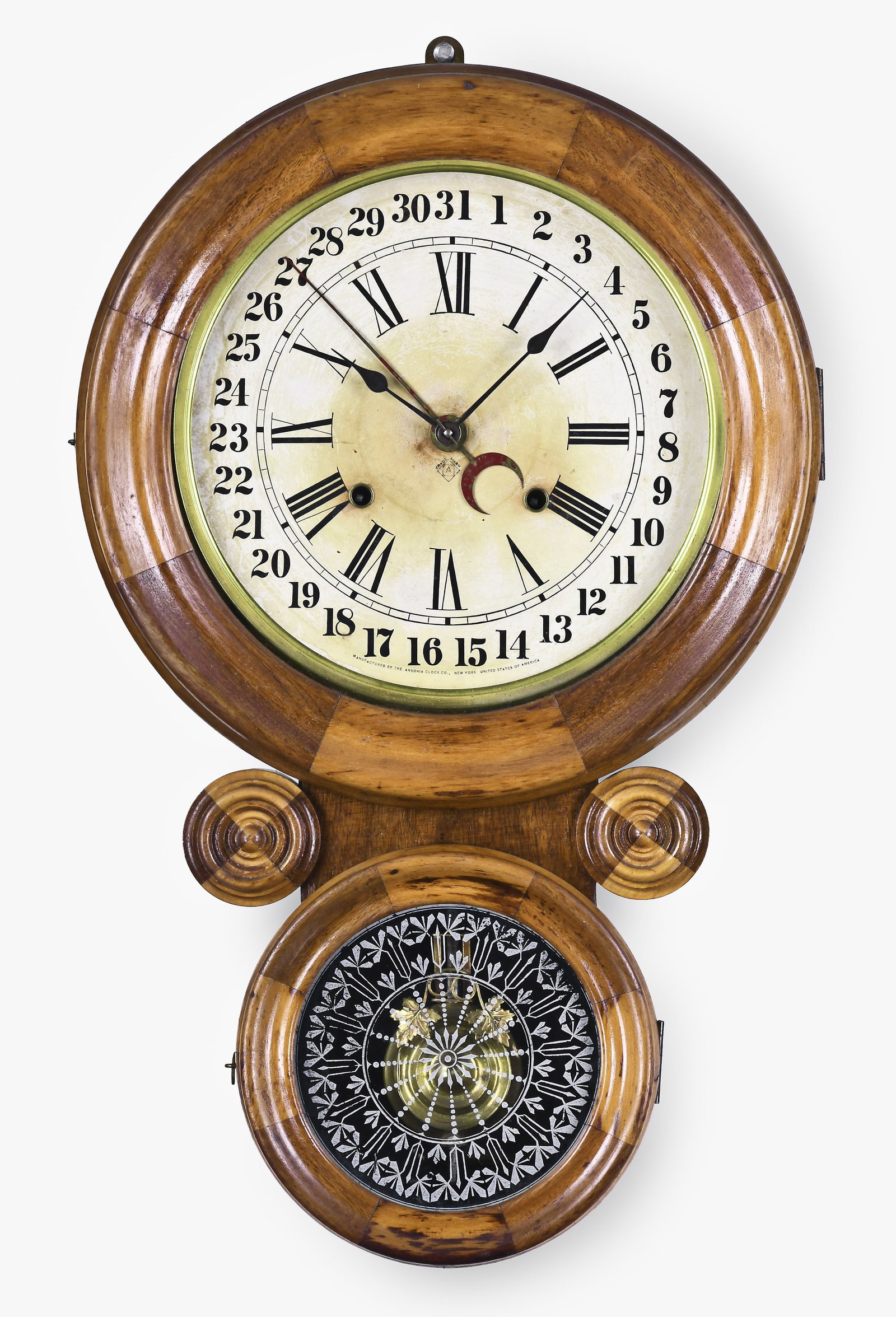 An Ansonia 10 inch Kobe mosaic calendar wall clock (1 of 7)