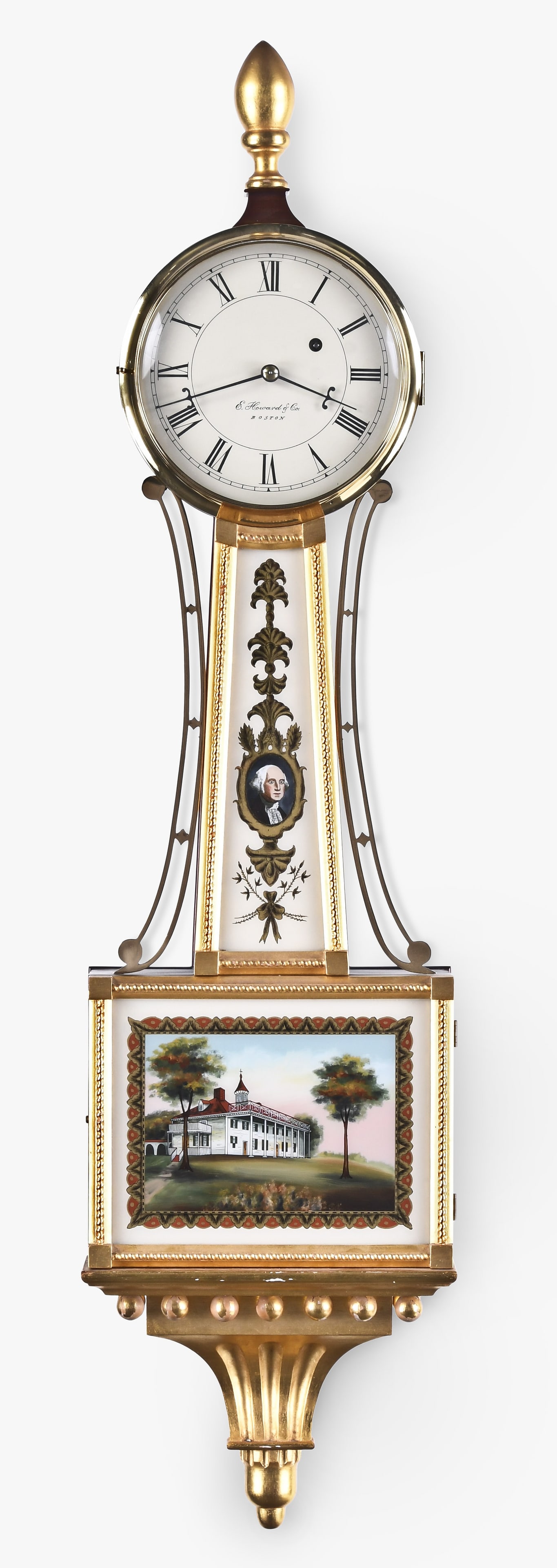 An E. Howard & Co. Model 95 reissue gilt banjo clock (1 of 9)