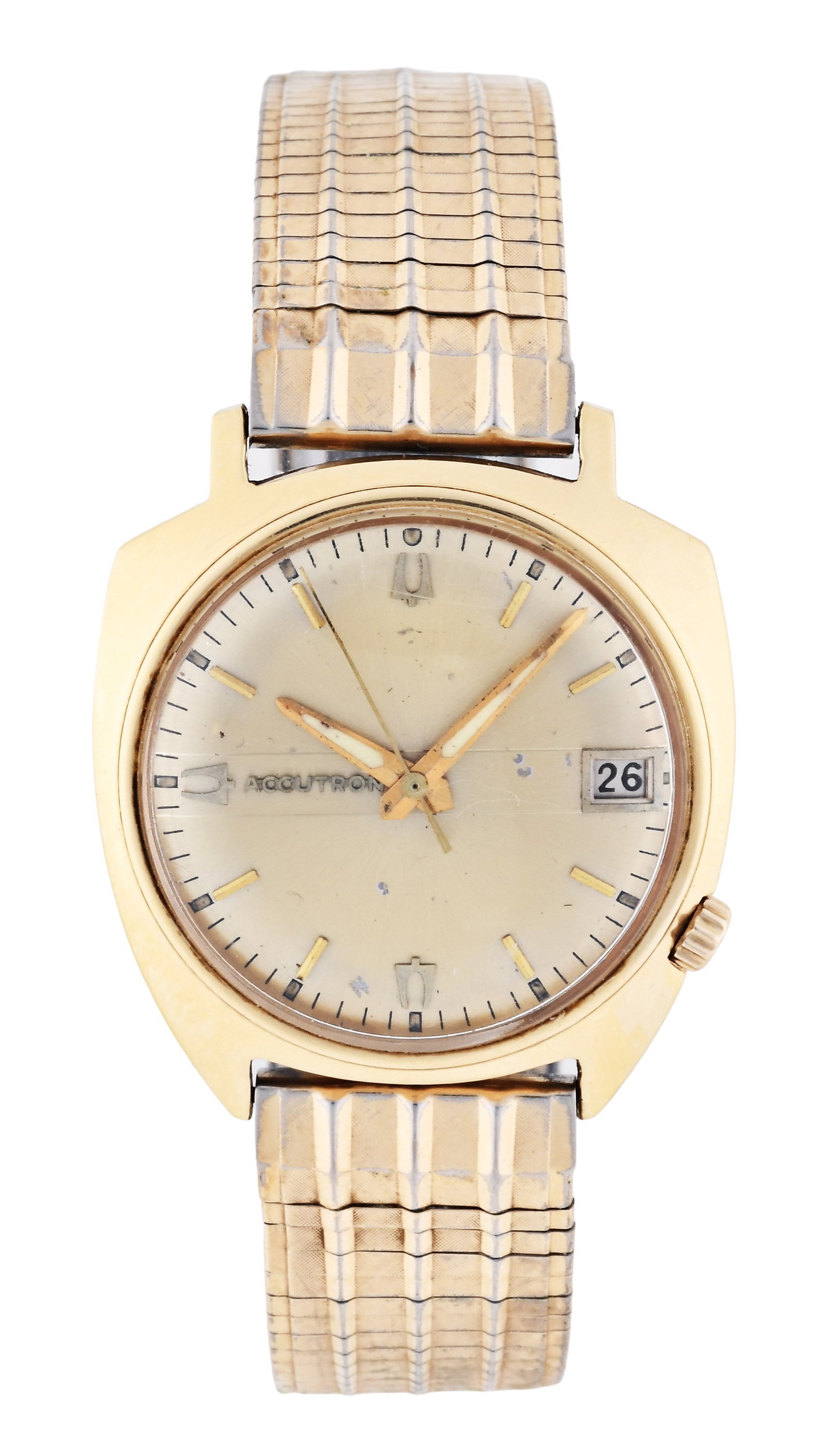 A mid 20th century 14 karat gold Bulova Accutron wrist watch (1 of 5)