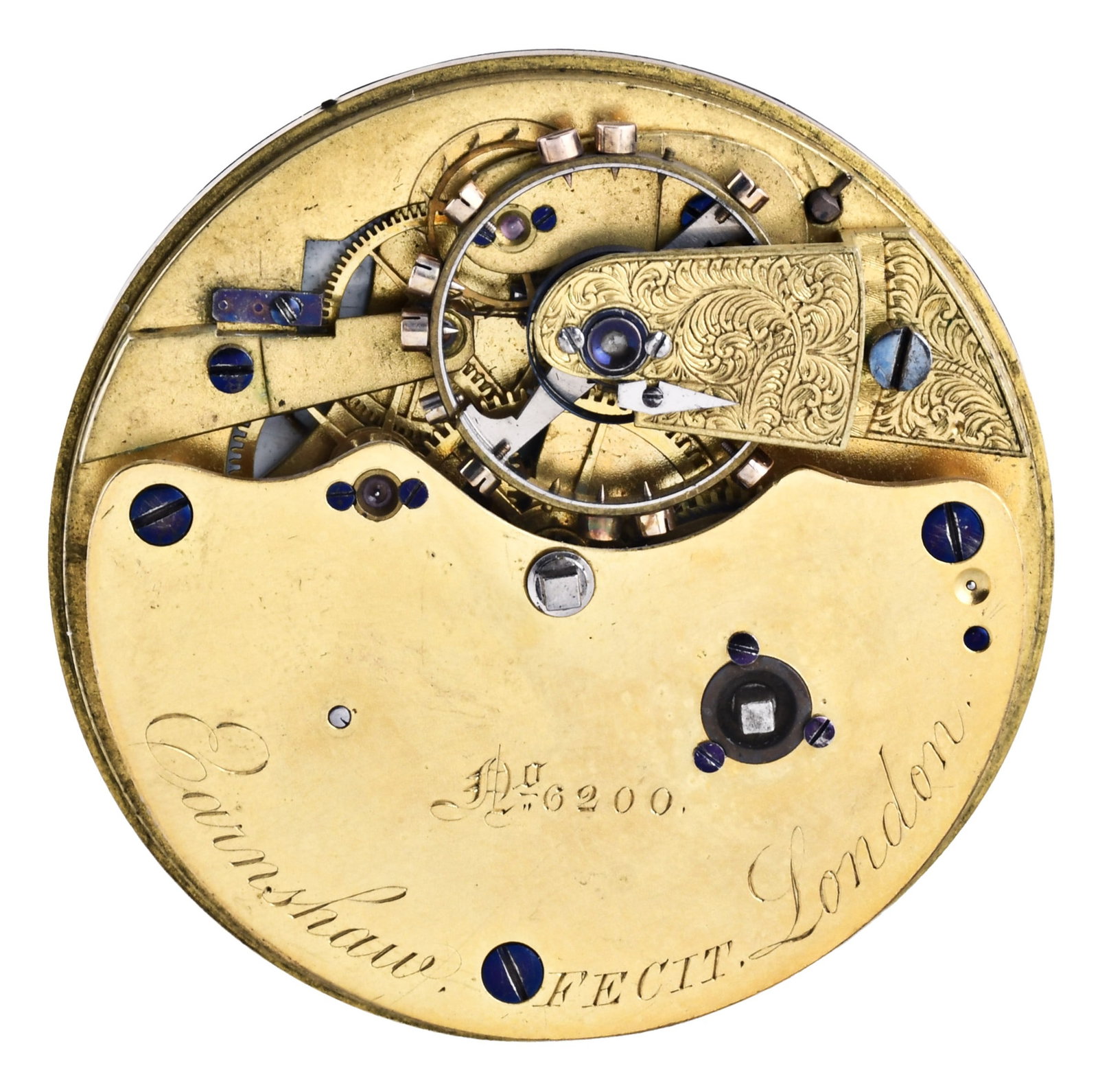 A mid 19th century pocket chronometer movement signed Earnshaw Fecit (1 of 3)