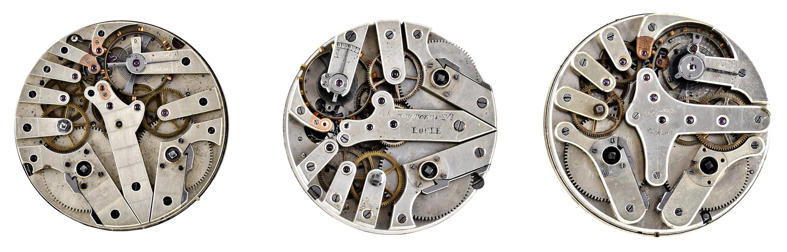 A lot of three 19th century Swiss two train chronographs with jumping quarters (1 of 2)