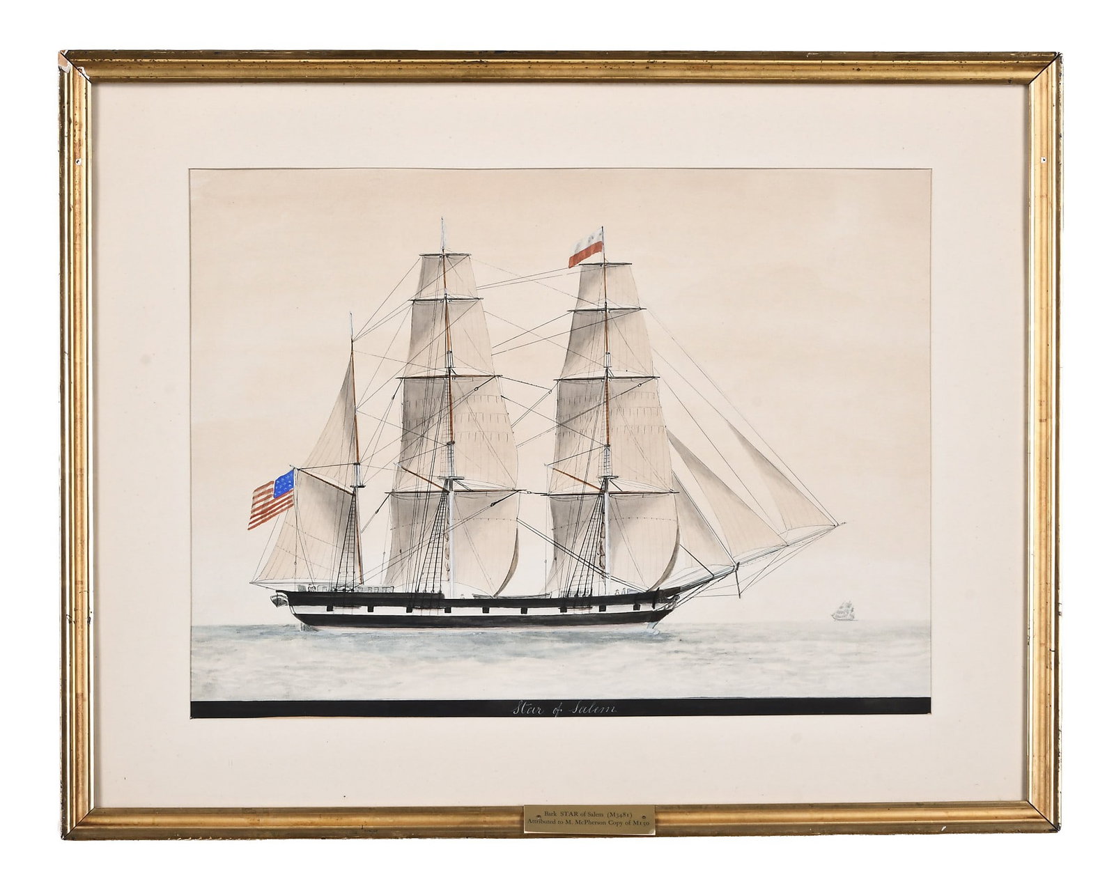 An early 20th century marine painting depicting the bark Star attributed to Murdoch Mcpherson (1 of 4)
