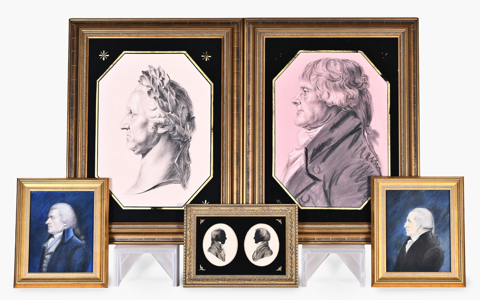 A lot of five pastel portraits and silhouettes by Donna Weaver (1 of 1)