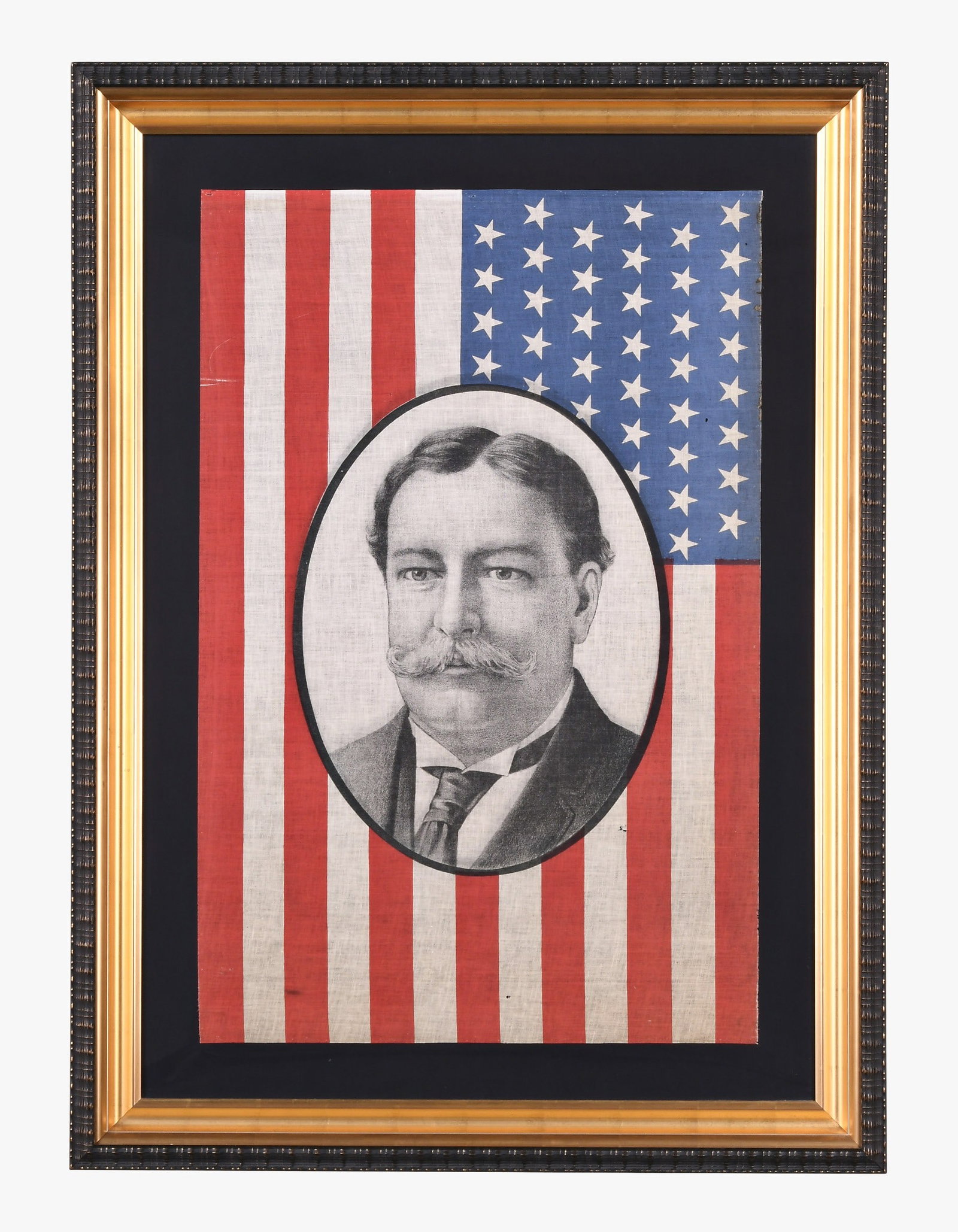 A rare 1908 or 1912 presidential campaign flag with portrait of William Howard Taft (1 of 6)