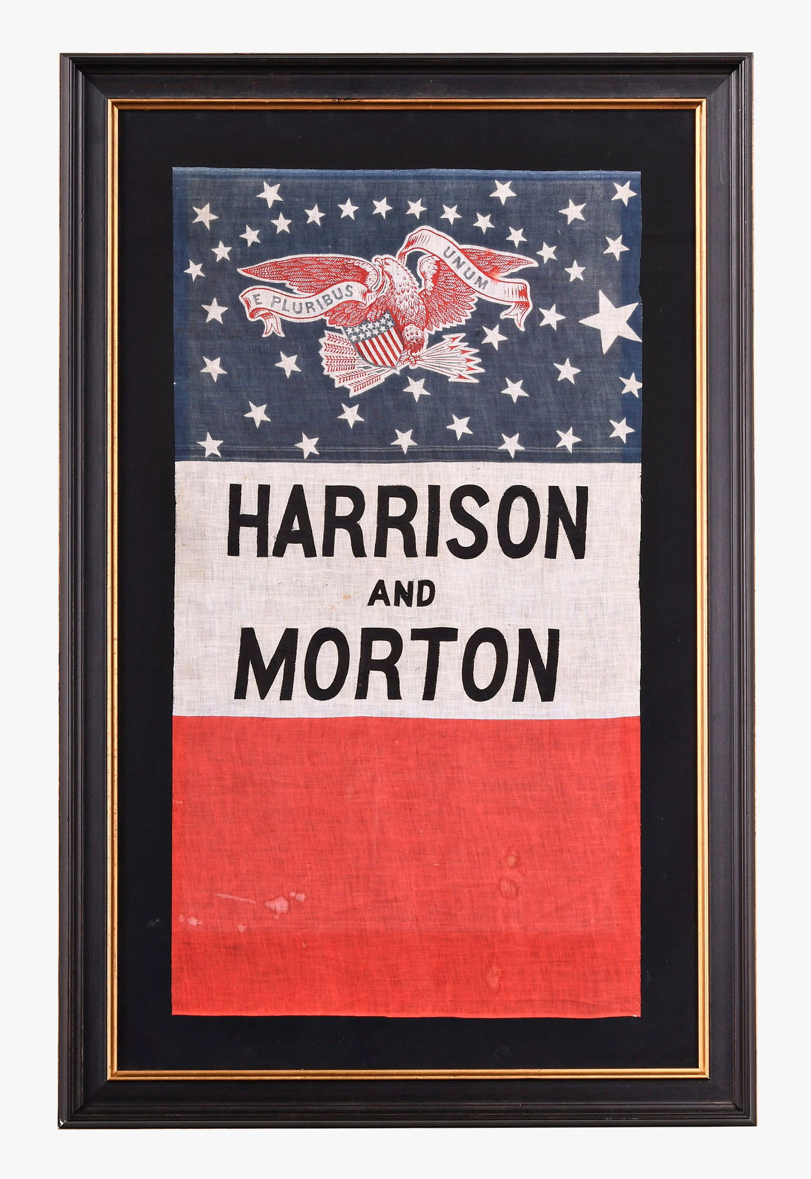 A rare Harrison and Morton 1888 presidential campaign flag (1 of 4)