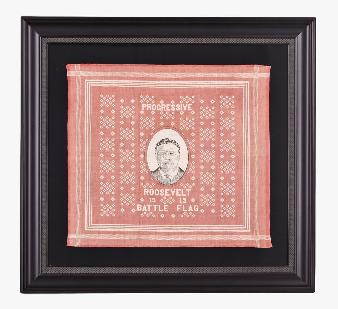 A 1912 presidential campaign bandanna featuring Teddy Roosevelt (1 of 4)