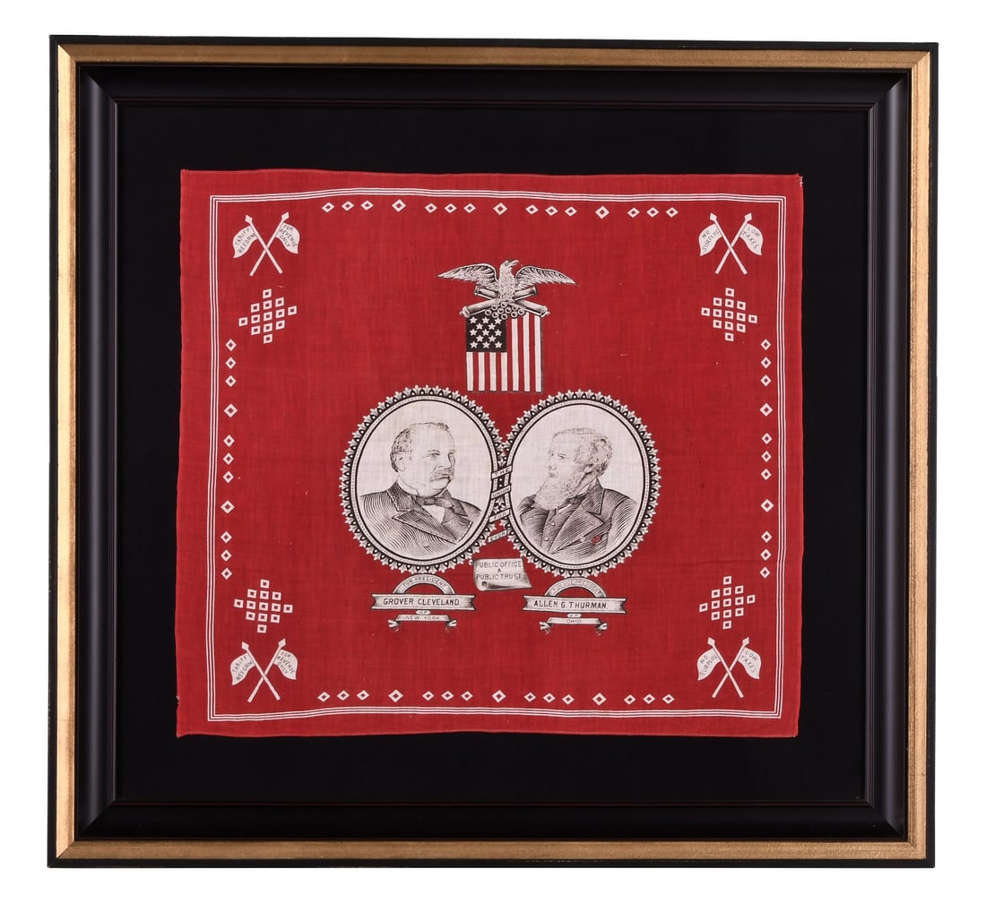 A Cleveland and Thurman 1888 presidential campaign bandanna (1 of 5)