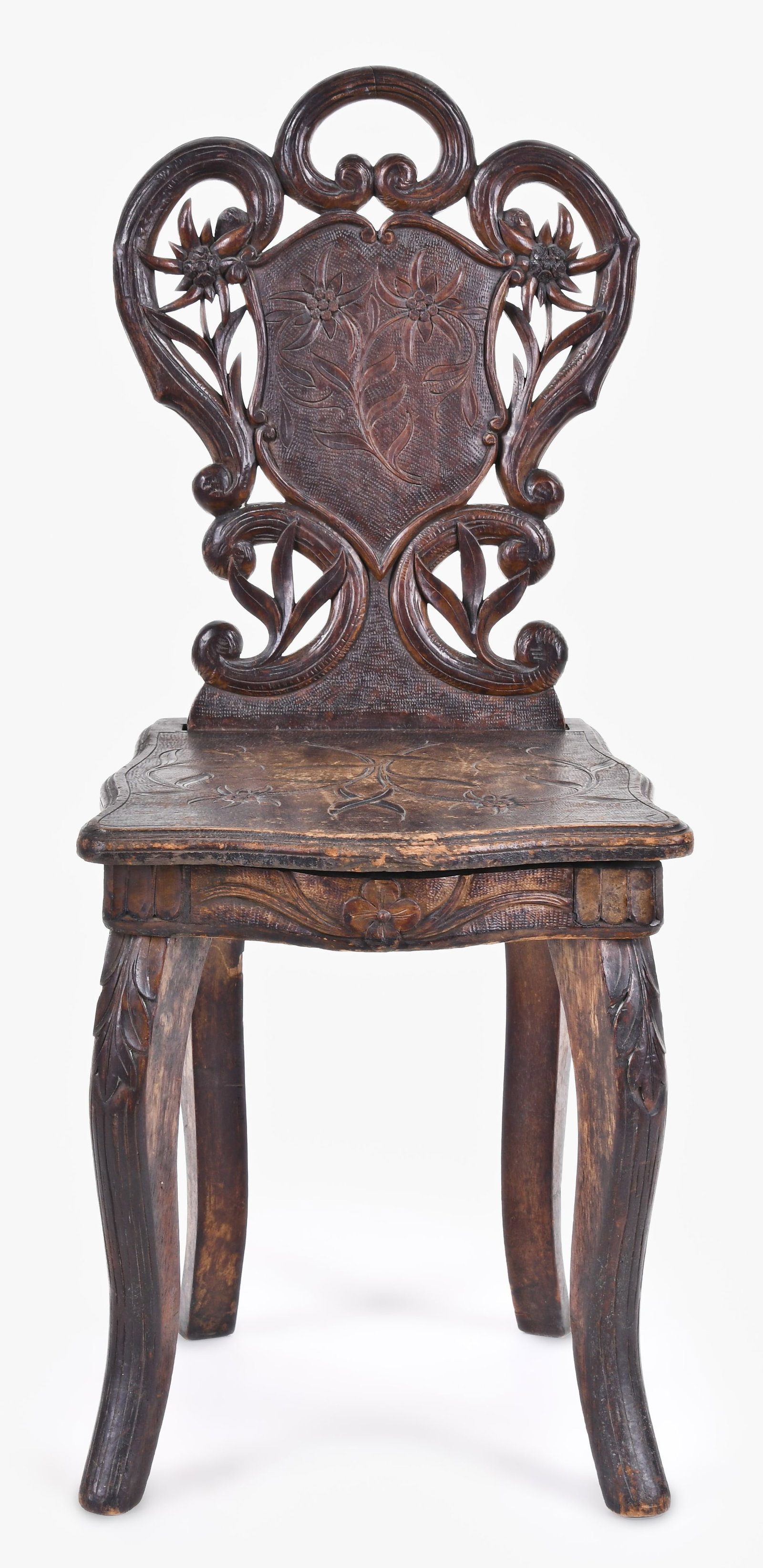 A good late 19th - early 20th century carved Black Forest musical child's chair (1 of 9)
