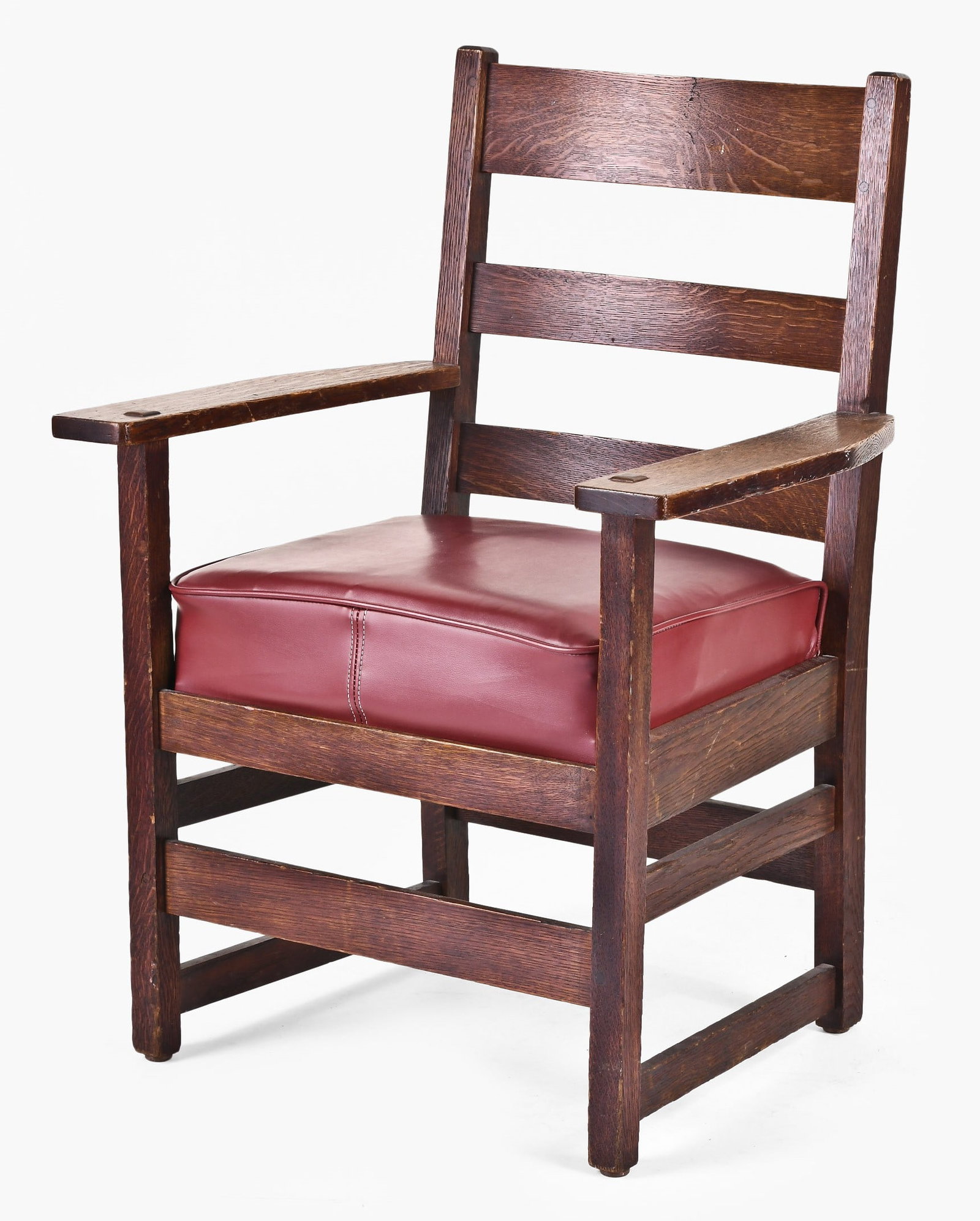 An early 20th century Handcraft oak ladder back armchair by L. & J.G. Stickley (1 of 7)