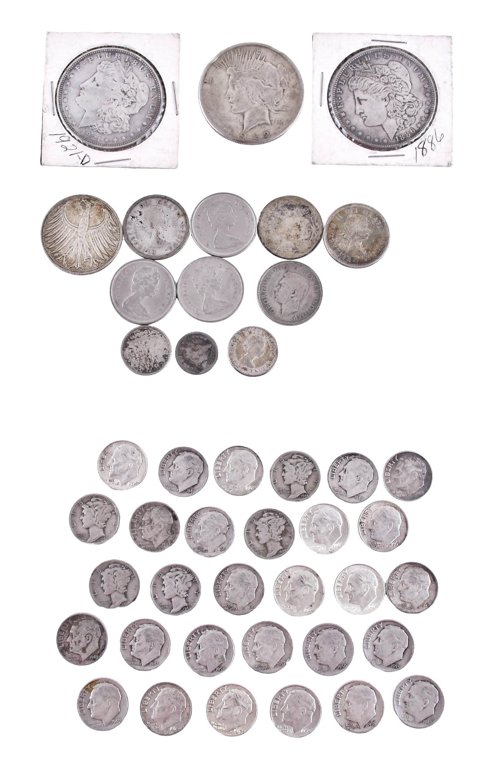 A lot of appoximately forty silver coins (1 of 2)