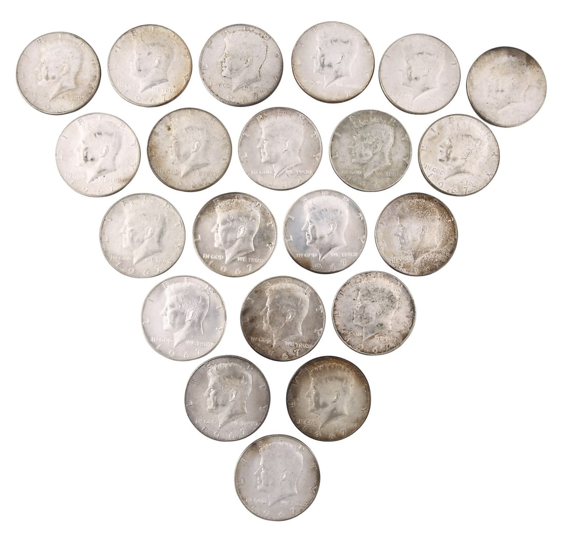 A lot of fifty six silver half dollar coins (1 of 12)