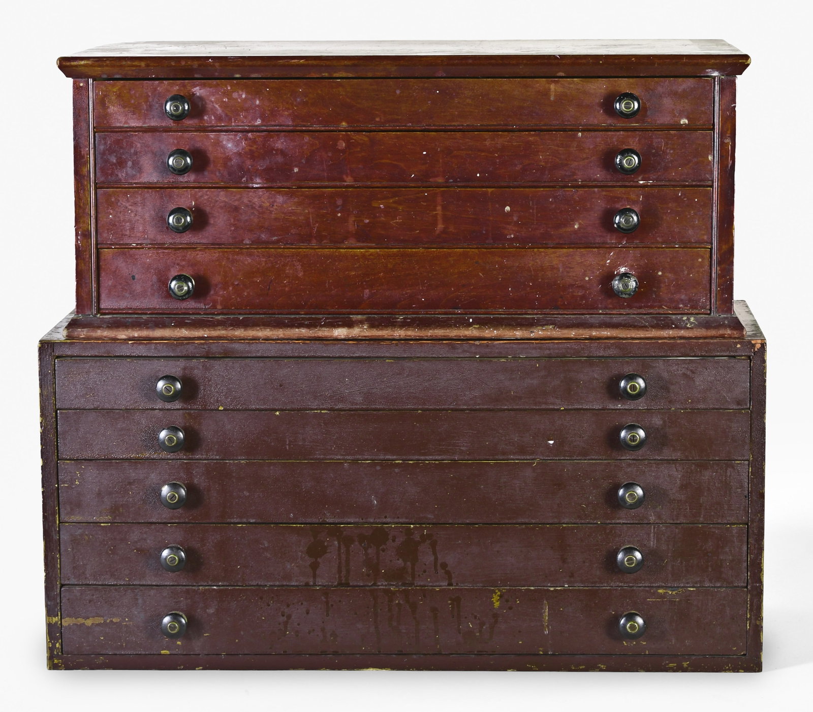 A watchmakers five drawer crystal cabinet with contents and an empty hardwood cabinet (1 of 6)